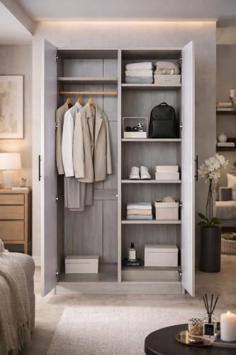 دولاب ملابس خشبي GREY بتقسيم داخلي – موفن هوم