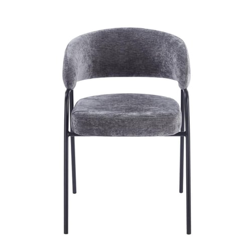 كرسي طعام مودرن مبطن بقماش ناعم مع أرجل معدنية سود...