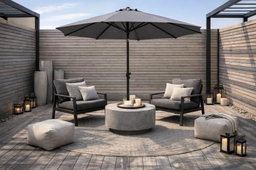 مظلة خارجية دائرية 300×285 سم لون رمادي – تصميم عص...