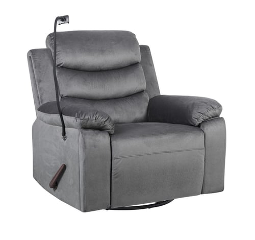 كرسي استرخاء دوّار فاخر مع مسند قدم وحامل جوال متو...