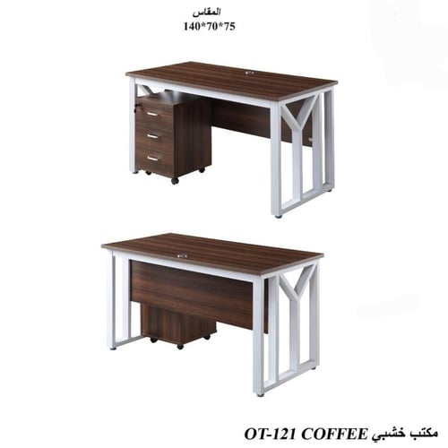 مكتب عمل خشبي عصري بتصميم معدني أنيق للمكاتب المنز...