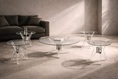 طقم طاولات كونسول اكريليك فاخر (1 طاولة كبيرة + 4...