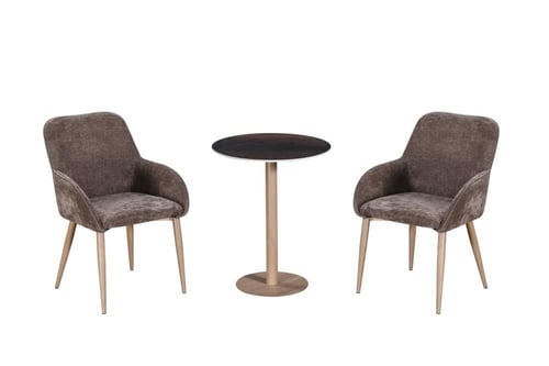 طقم طاولة كافيه مع كرسيين مبطنين بتصميم عصري فاخر...