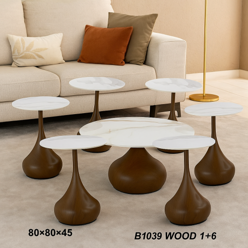 طقم الطاولات بتصميم عصري فاخر 1+6