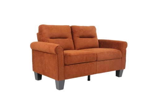 كنبة ثنائية فاخرة قماش مخملي مضلع بلون برتقالي داف...