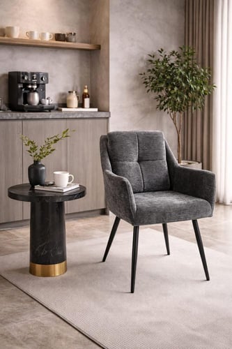 كرسي مبطن بقماش فاخر مع أرجل معدنية متعدد الالوان