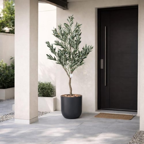 شجرة زيتون صناعية أنيقة بحوض بلاستيك فاخر متوفر وأ...