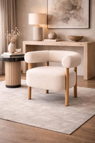 كرسي بوكليه فاخر أبيض أناقة وراحة