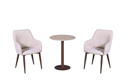 طقم طاولة كافيه فاخرة مع كرسيين مبطنين متعدد الالو...