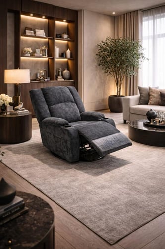 كرسي استرخاء ثابت فاخر بقماش مبطن مع مساند ذراع وح...