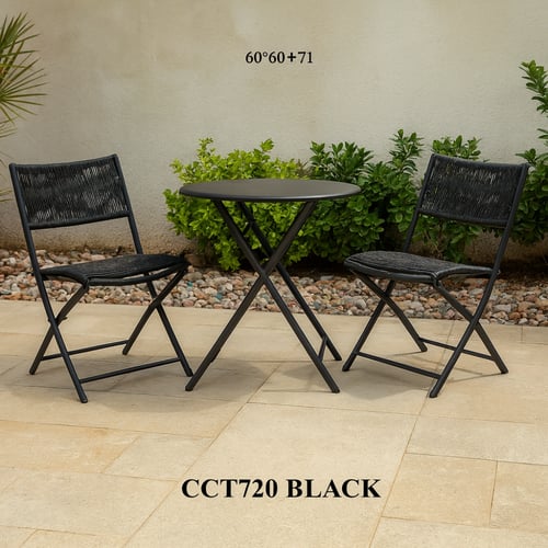 طقم جلوس كراسي قابلة للطي مع طاولة دائرية متعدد ال...