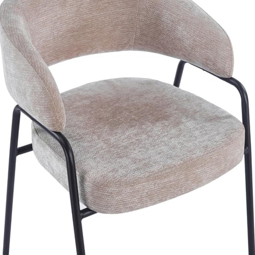 كرسي طعام مودرن مبطن بقماش ناعم مع أرجل معدنية سود...