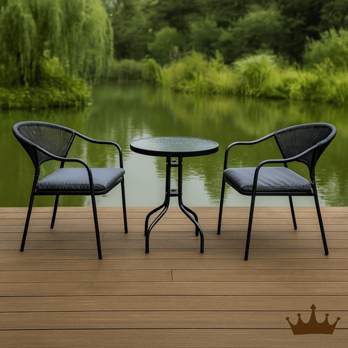 طقم جلسة خارجية 3 قطع (كرسيين + طاولة) بتصميم عصري