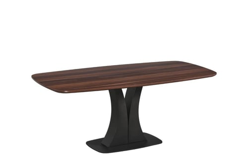 طاولة قهوة مستطيلة بقاعدة مركزية معدنية