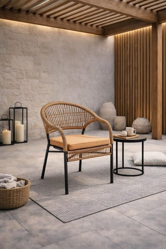 كرسي خارجي فاخر مجدول – تصميم عصري للحدائق والبلكو...