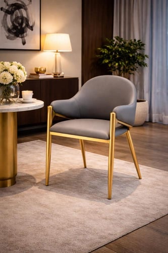 كرسي جلد فاخر بإطار ذهبي لمسة فخامة تناسب المساحات...