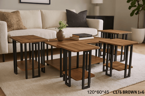 طقم طاولات شاي خشب 1+6 (متعدد الألوان)