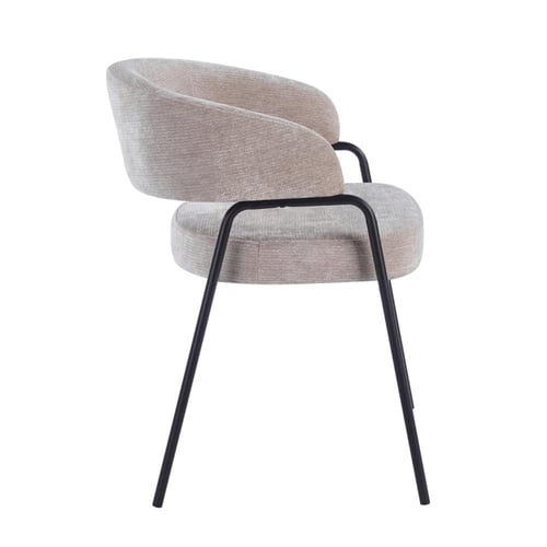 كرسي طعام مودرن مبطن بقماش ناعم مع أرجل معدنية سود...