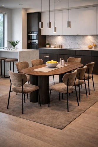 طاولة طعام خشب مع كراسي بتصميم مودرن فاخر مقاسات م...