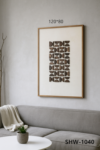 لوحة حائط ديكورية خشبية بتصميم هندسي