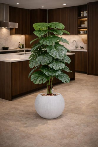 شجرة مونستيرا صناعية أنيقة مع حوض فيبر – لمسة خضرا...