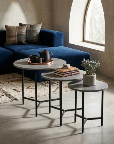 طقم طاولات خدمة ثلاثية بتصميم متداخل – للمساحات ال...