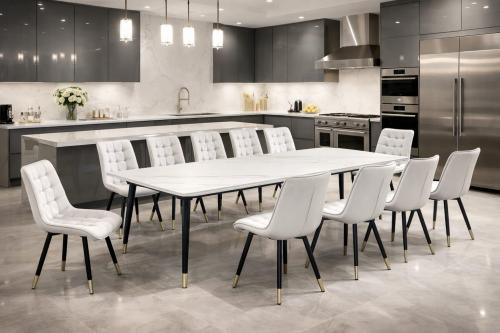 طاولة طعام سيراميك فاخرة مع 10 كراسي بتصميم راقٍ م...