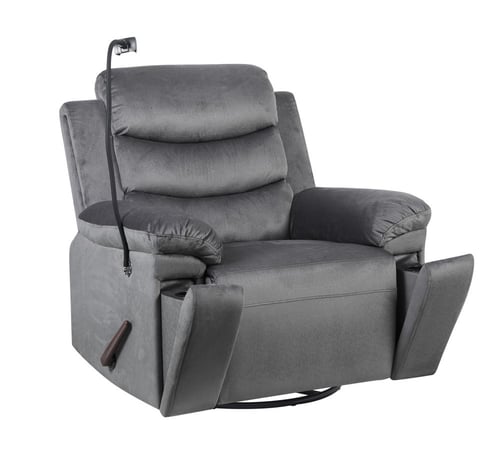 كرسي استرخاء دوّار فاخر مع مسند قدم وحامل جوال متو...