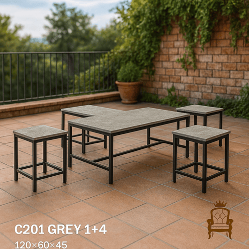 طقم جلسة خارجية خشبي – طاولة مع 4+1 (ألوان ومقاسات...