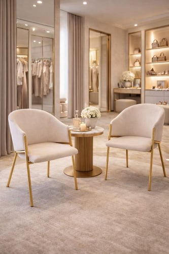 كرسي طعام مخملي بأرجل ذهبية وتصميم فاخر وألوان متع...