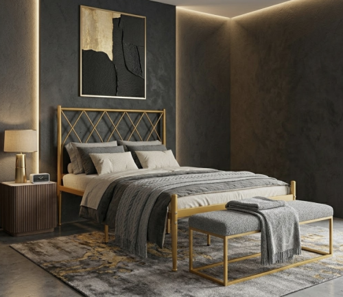 سرير مودرن ذهبي مقاس 120×190 سم