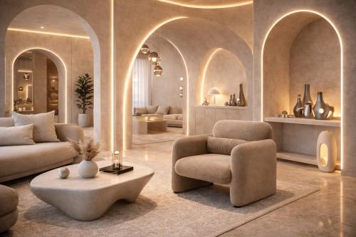 كنب مفرد قماش بتصميم مريح لغرفة المعيشة