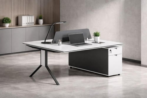 مكتب عمل مزدوج فاخر مع فاصل خصوصية ووحدة تخزين جان...