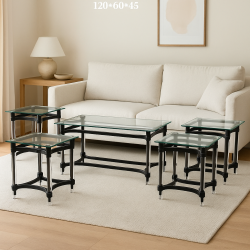 طقم طاولات كريستال أكريليك وزجاج فاخر 1+4