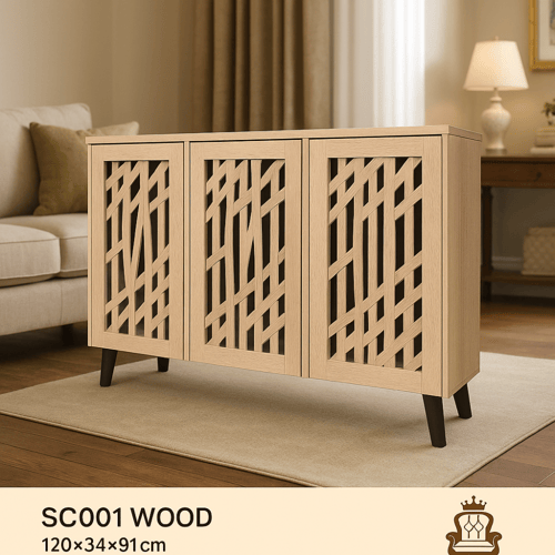 خزانة أحذية ماليزي بنقش هندسي - خشب