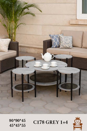 طقم طاولات قهوة خارجية 1 طاولة كبيرة + 4 طاولات صغ...