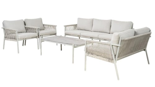 طقم جلسة خارجية ألمنيوم لـ 7 أشخاص مع طاولة وسط مت...