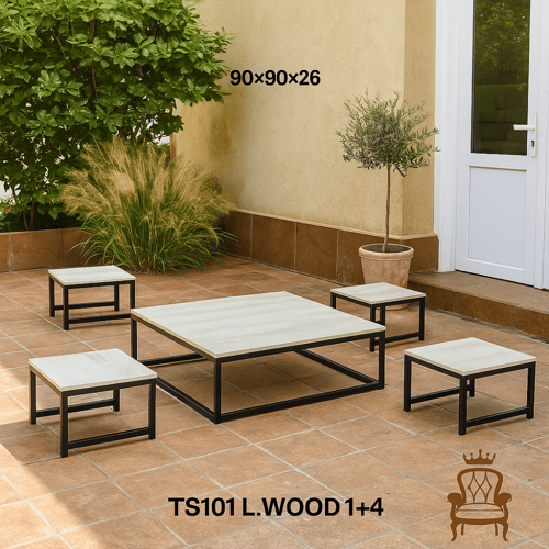 طقم طاولات شاي خشبي أنيق (طاولة رئيسية + 4 طاولات...