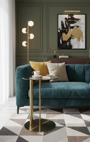 طاولة خدمة زجاجية فاخرة بقاعدة معدنية مزدوجة وألوا...