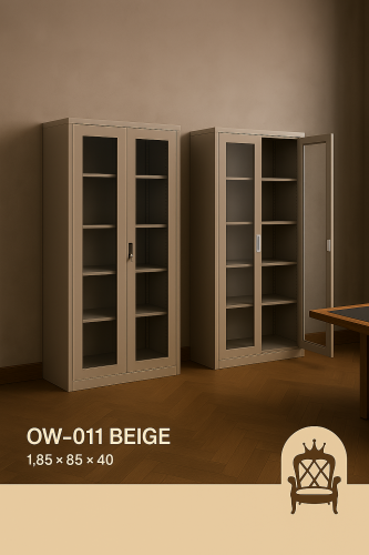 دولاب مكتبي معدني بلون بيج - مقاس 185×85×40 سم