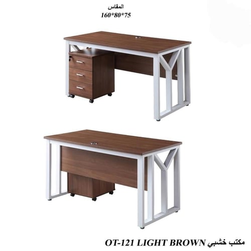 مكتب عمل خشبي عصري بتصميم معدني أنيق للمكاتب المنز...