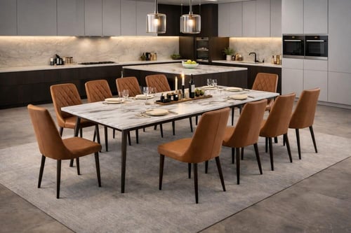 طاولة طعام رخام فاخرة مع كراسي مبطنة |متوفر وألوان...