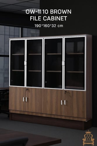 دولاب مكتبي واسع 3 أبواب زجاجية عملي بتصميم أنيق و...