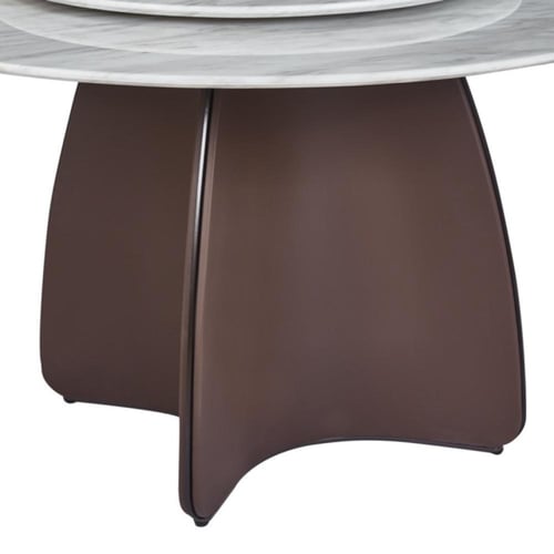 طاولة طعام رخام دائرية مع كراسي بتصميم راقٍ متوفر...