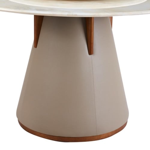 طاولة طعام رخام دائرية بيج مع كراسي فاخرة – تصميم...