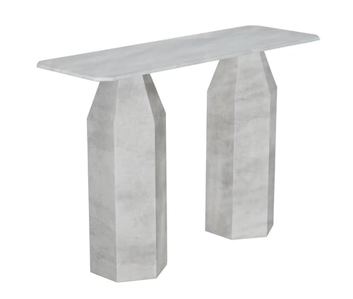 طاولة كونسول ترافرتين فاخرة بقاعدة هندسية