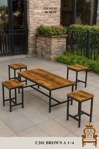 طقم جلسة خارجية خشبي – طاولة مع 4+1 (ألوان ومقاسات...