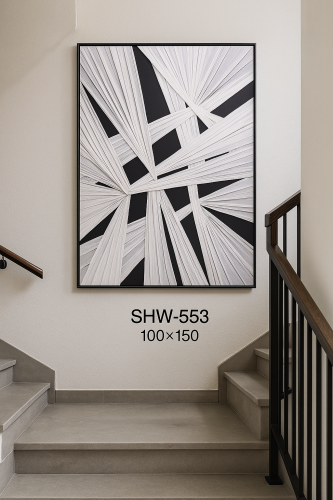 لوحة جدارية فنية بتصميم عصري ومبتكر بيضاء واسود إط...