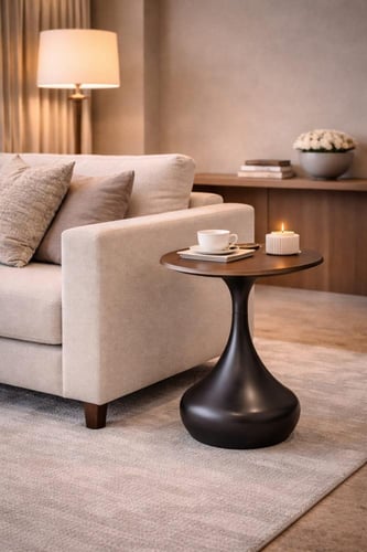 طاولة خدمة جانبية سيراميك بقاعدة نحتية فاخرة