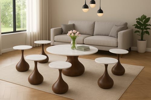 طقم طاولات شاي سيراميك 1+6